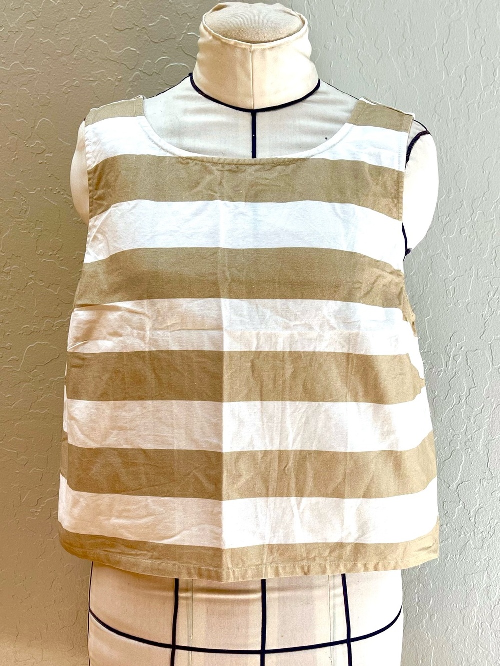 Maeve Striped Tank Top in White and Tan